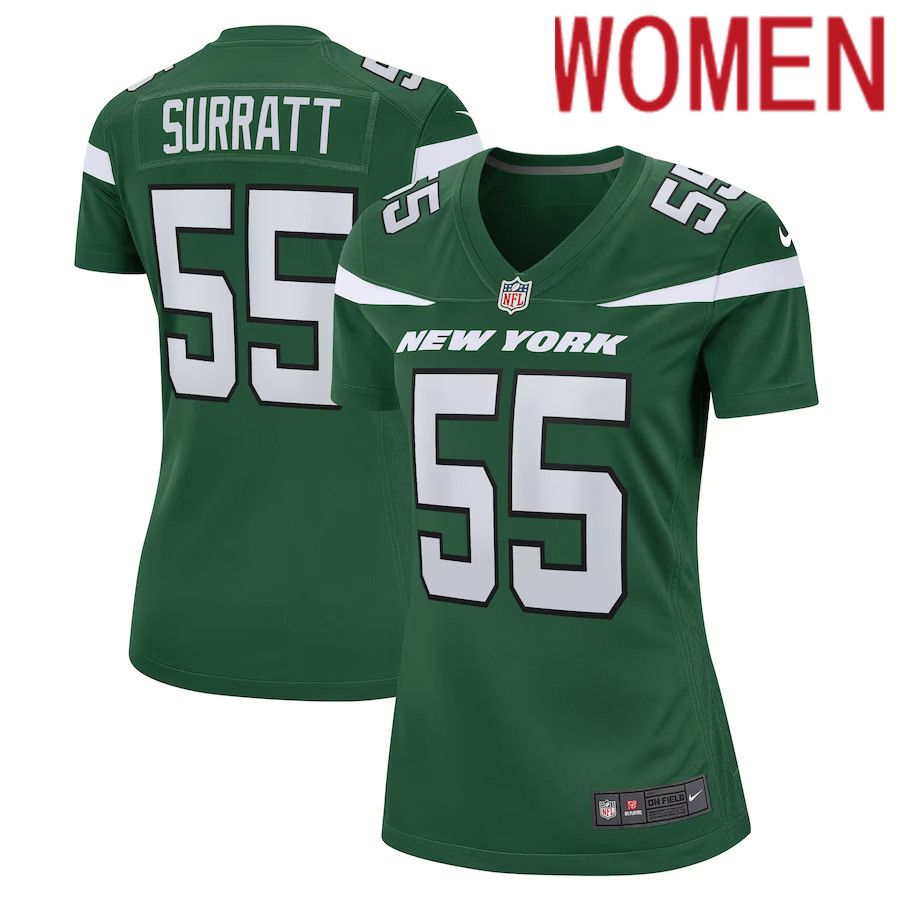 Women New York Jets #55 Chazz Surratt Nike Gotham Green Game Player NFL Jersey->women nfl jersey->Women Jersey